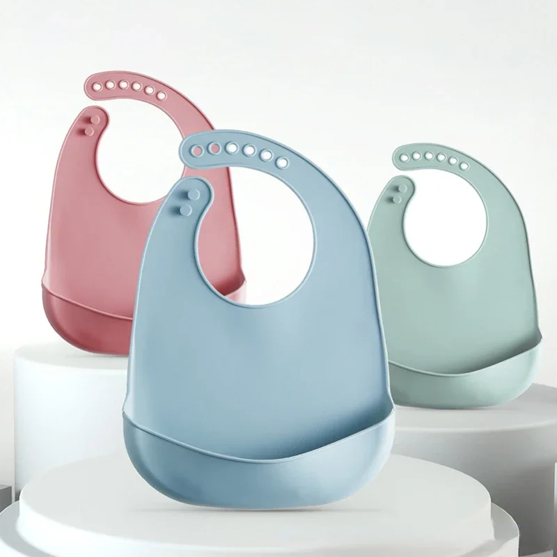 Silicone Baby Bibs - 1/3pcs 아기 턱받이 조절 가능한 방수
