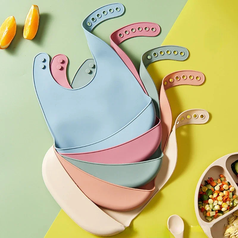 Silicone Baby Bibs - 1/2pcs 아기 턱받이 조절 가능한 방수