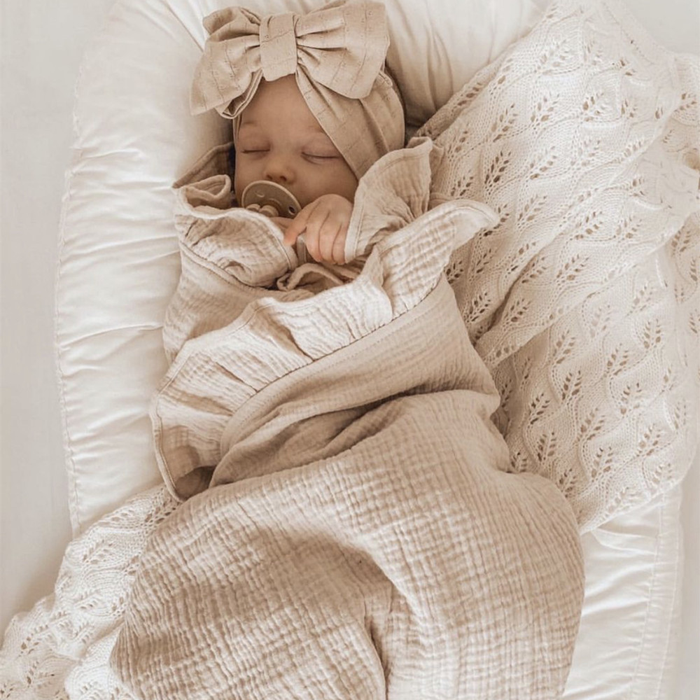Baby Products Organic - INS Ruffled Muslin 아기 Swaddle 담요