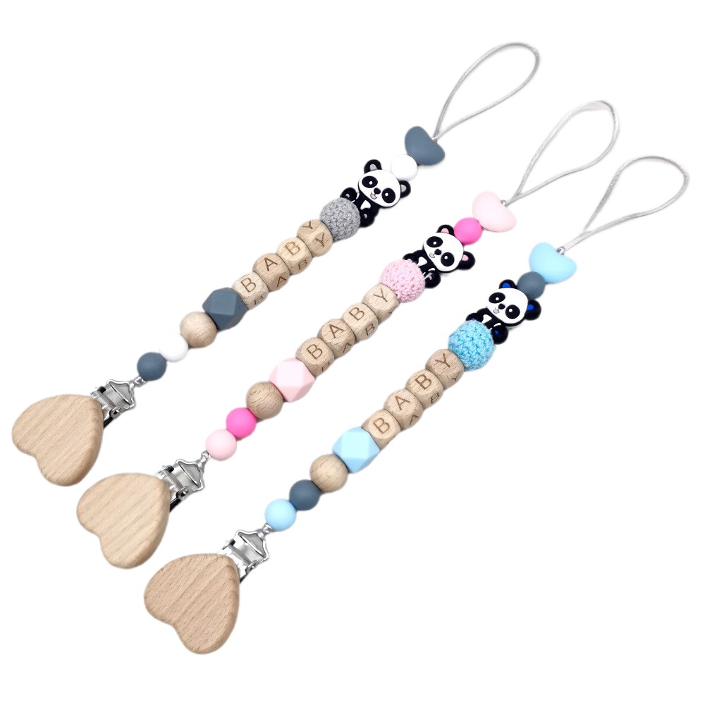 나무로 만든 맞춤형 아기 고무젖꼭지 체인 귀여운 동물  - Baby Products In 리뷰 및 가격